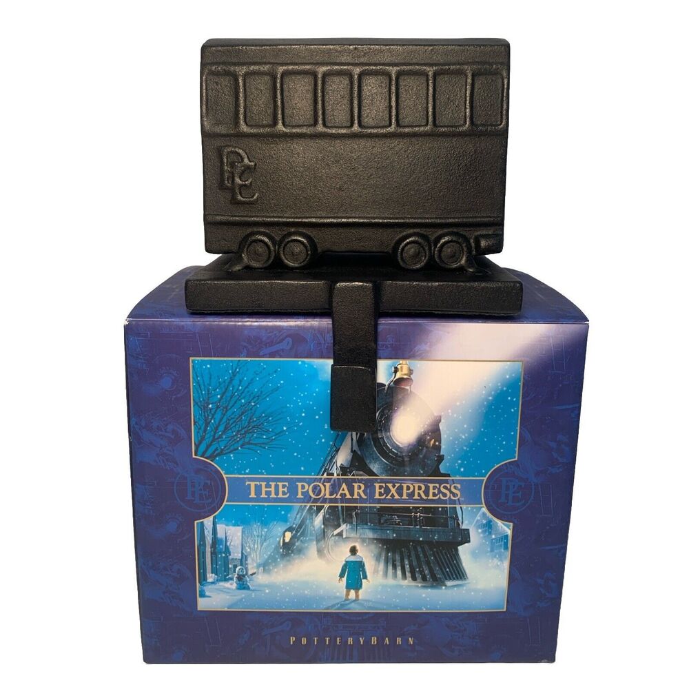 NIB Pottery barn the Polar express train car stocking holder Christmas Holiday